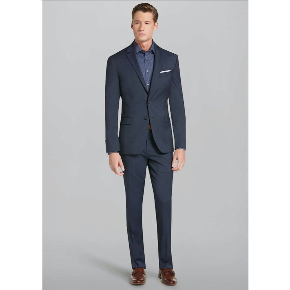 Jos.A Bank Travel Tech Slim Fit Suit Separate Jacket- Men's 38 Long, French Blue